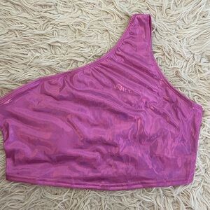 Pink One-Shoulder Crop Top